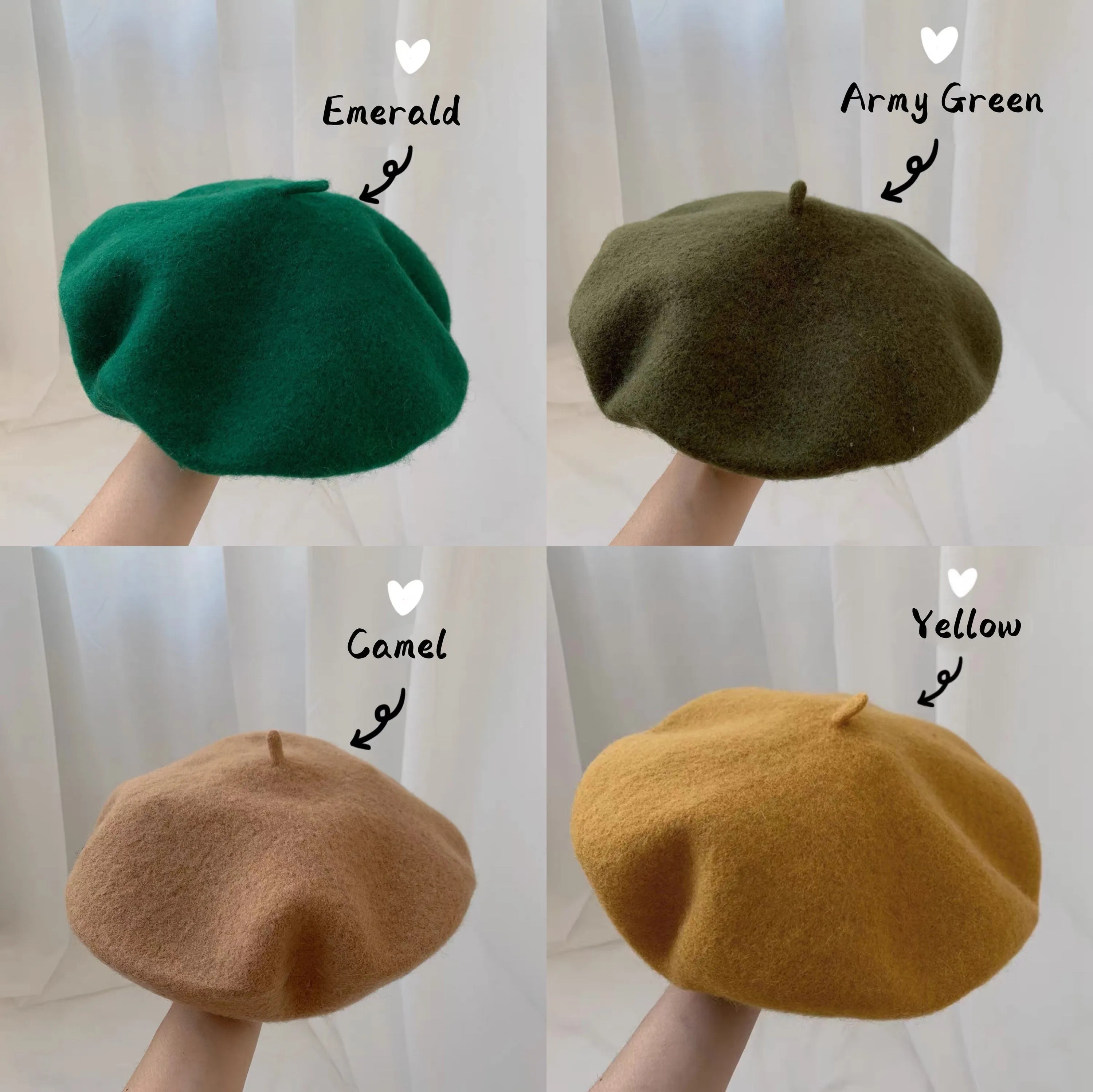 100% Wool Vintage Style French Painter Beret