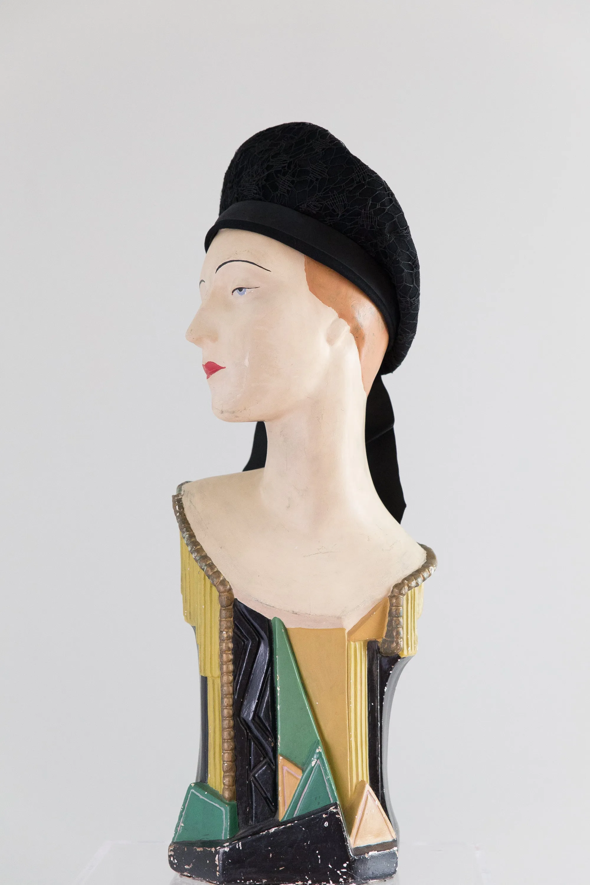 1930's Vintage Knox New York Black Beret With Bow