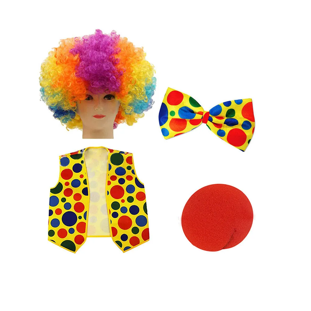 5 pieces Set Joker Cosplay Costume Wig Vest Outfits Halloween Carnival Suit