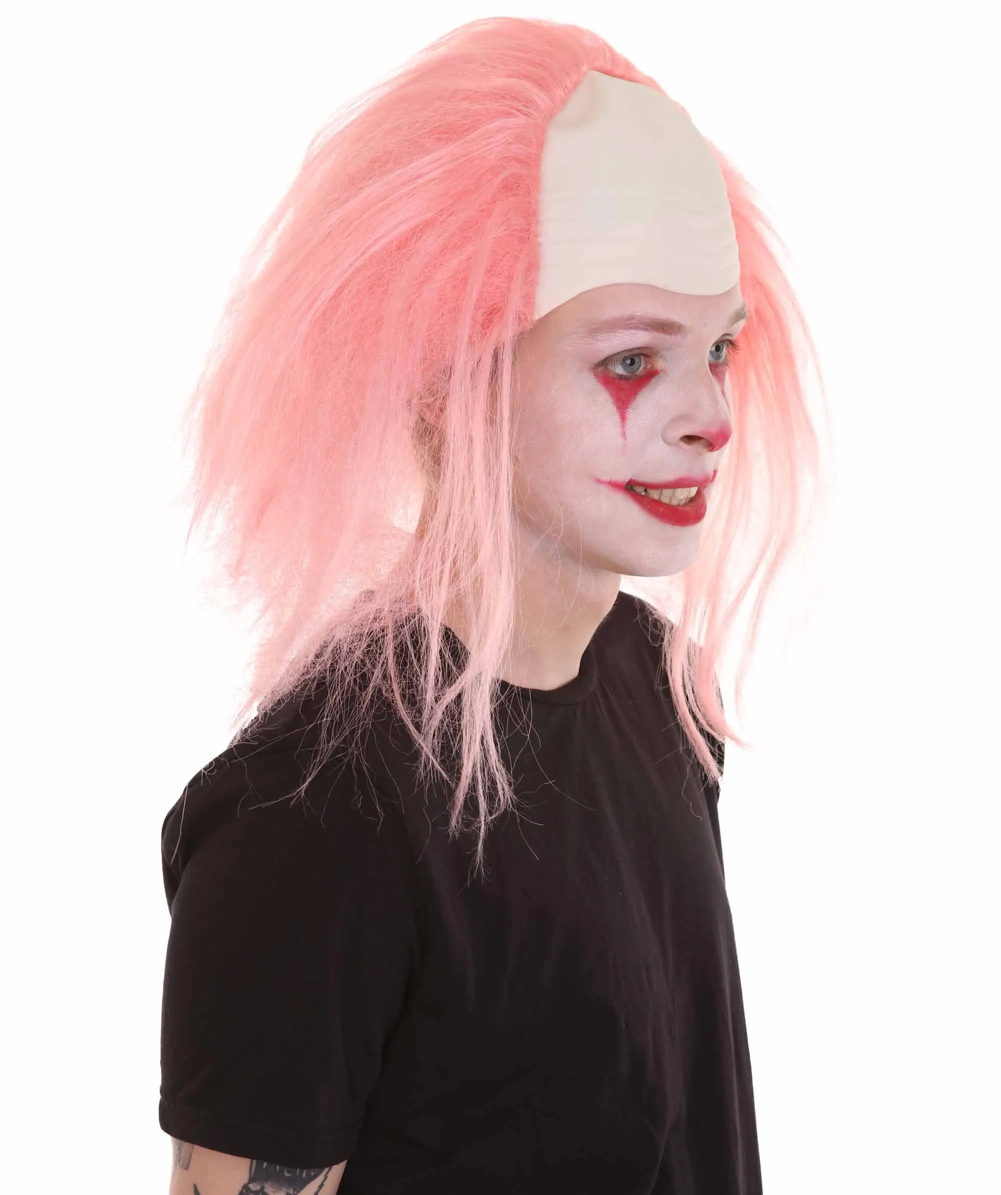 Adult Men's Funny Half Bald Head Wig | Suitable for Halloween and Cosplay | Multiple Color Options | Flame-retardant Synthetic Fiber