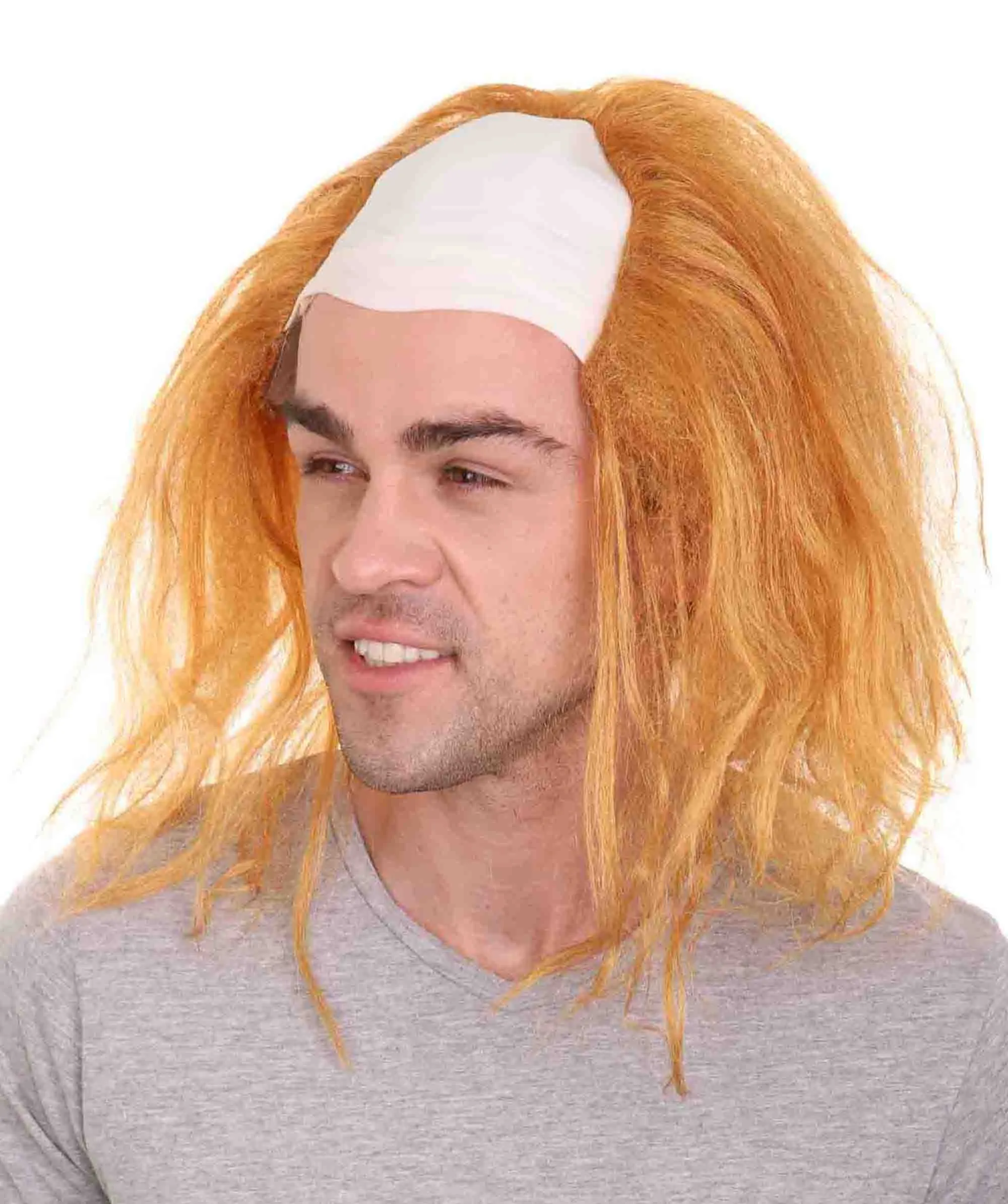 Adult Men's Funny Half Bald Head Wig | Suitable for Halloween and Cosplay | Multiple Color Options | Flame-retardant Synthetic Fiber