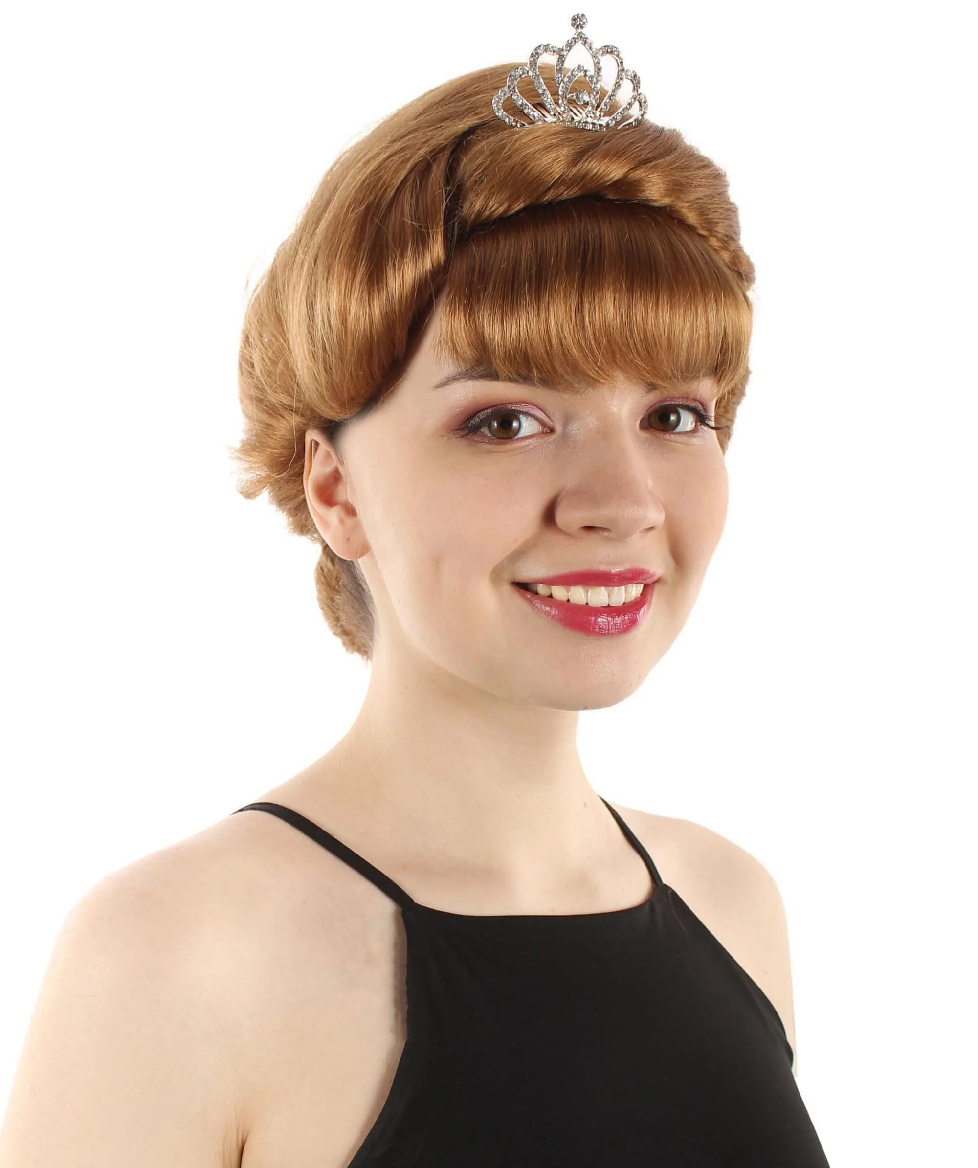 Adult Women's Animated Movie Snow Princess Mother Brown Wig with Bangs | Perfect for Halloween | Flame-retardant Synthetic Fiber