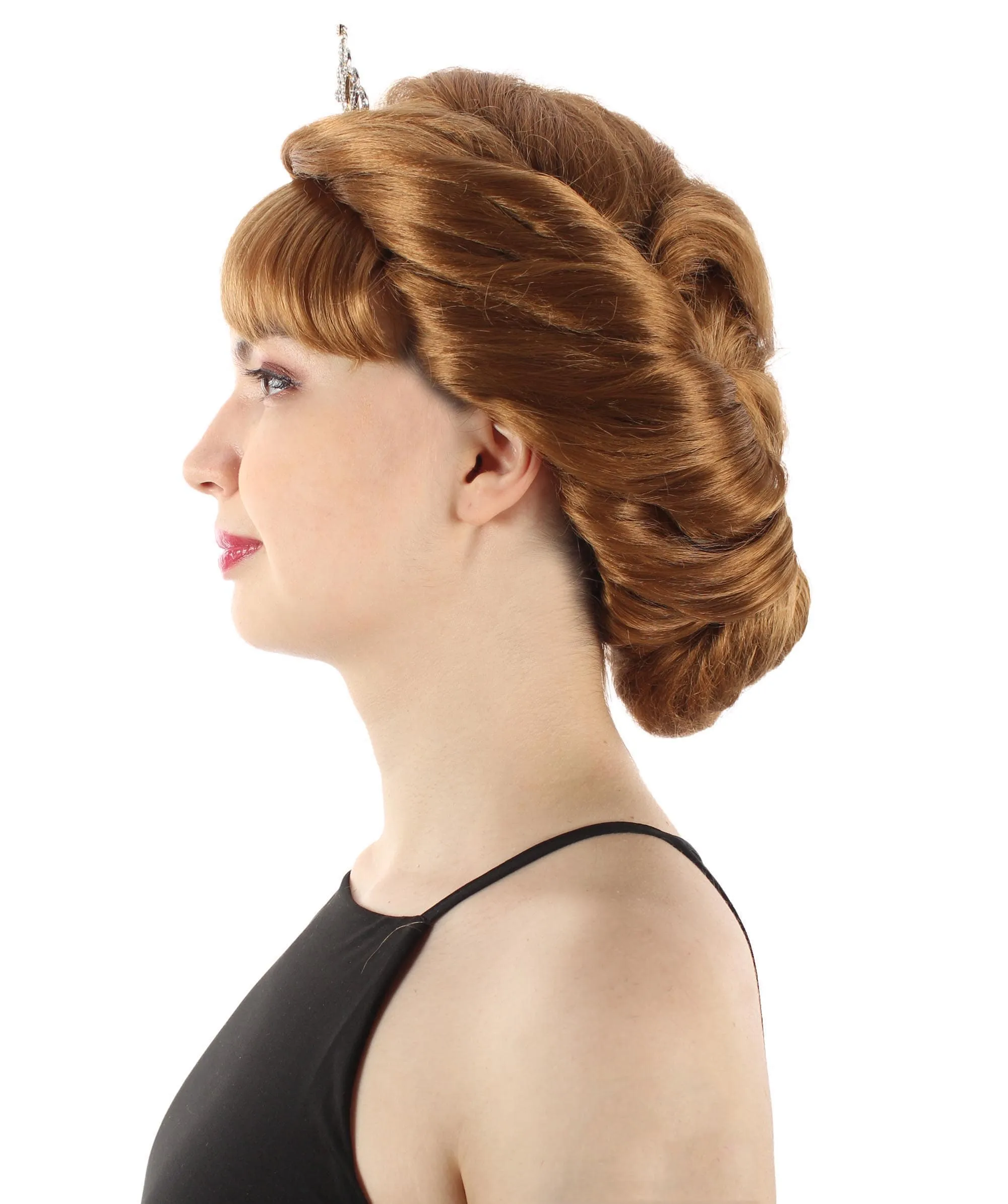 Adult Women's Animated Movie Snow Princess Mother Brown Wig with Bangs | Perfect for Halloween | Flame-retardant Synthetic Fiber