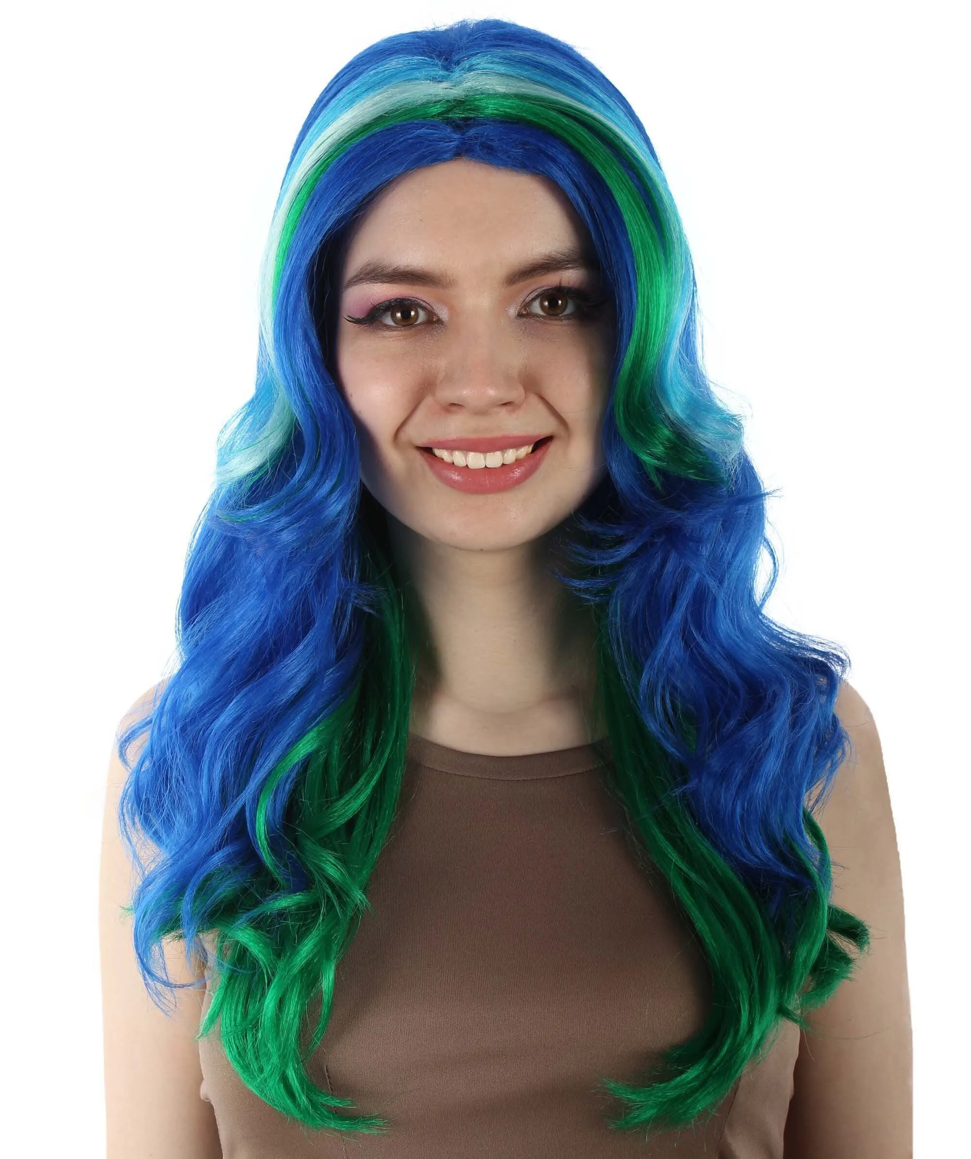 Adult Women's Multi-color Wavy Peacock Cosplay Wig, Best for Halloween, Flame-retardant Synthetic Fiber