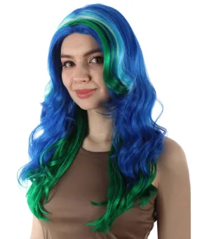 Adult Women's Multi-color Wavy Peacock Cosplay Wig, Best for Halloween, Flame-retardant Synthetic Fiber