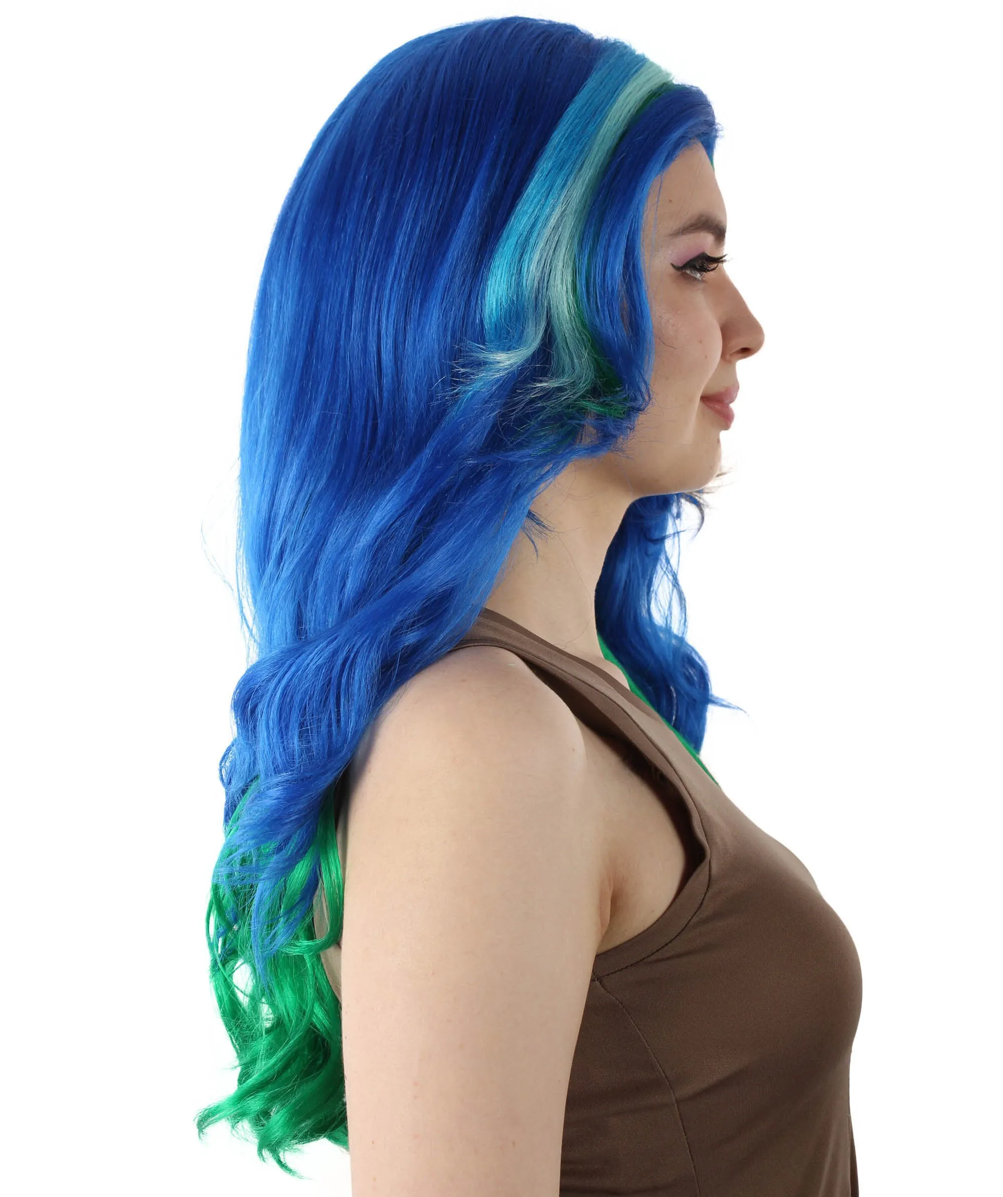 Adult Women's Multi-color Wavy Peacock Cosplay Wig, Best for Halloween, Flame-retardant Synthetic Fiber