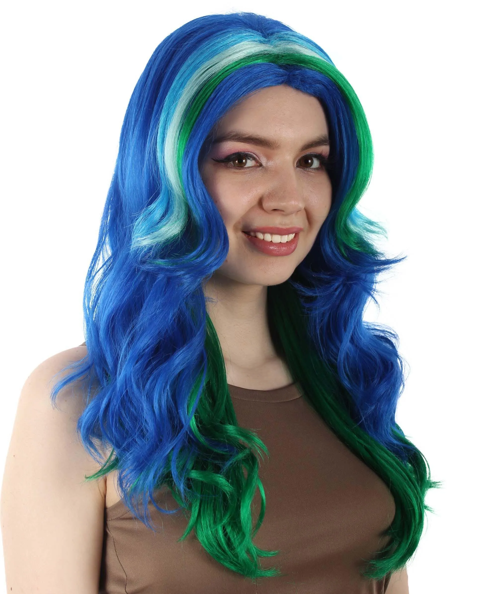 Adult Women's Multi-color Wavy Peacock Cosplay Wig, Best for Halloween, Flame-retardant Synthetic Fiber
