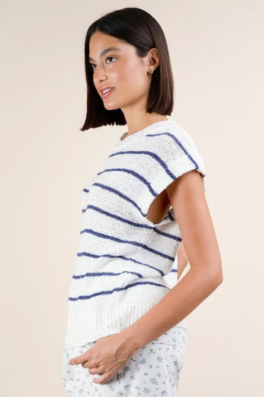 Amber Striped Knit Sweater Vest Top