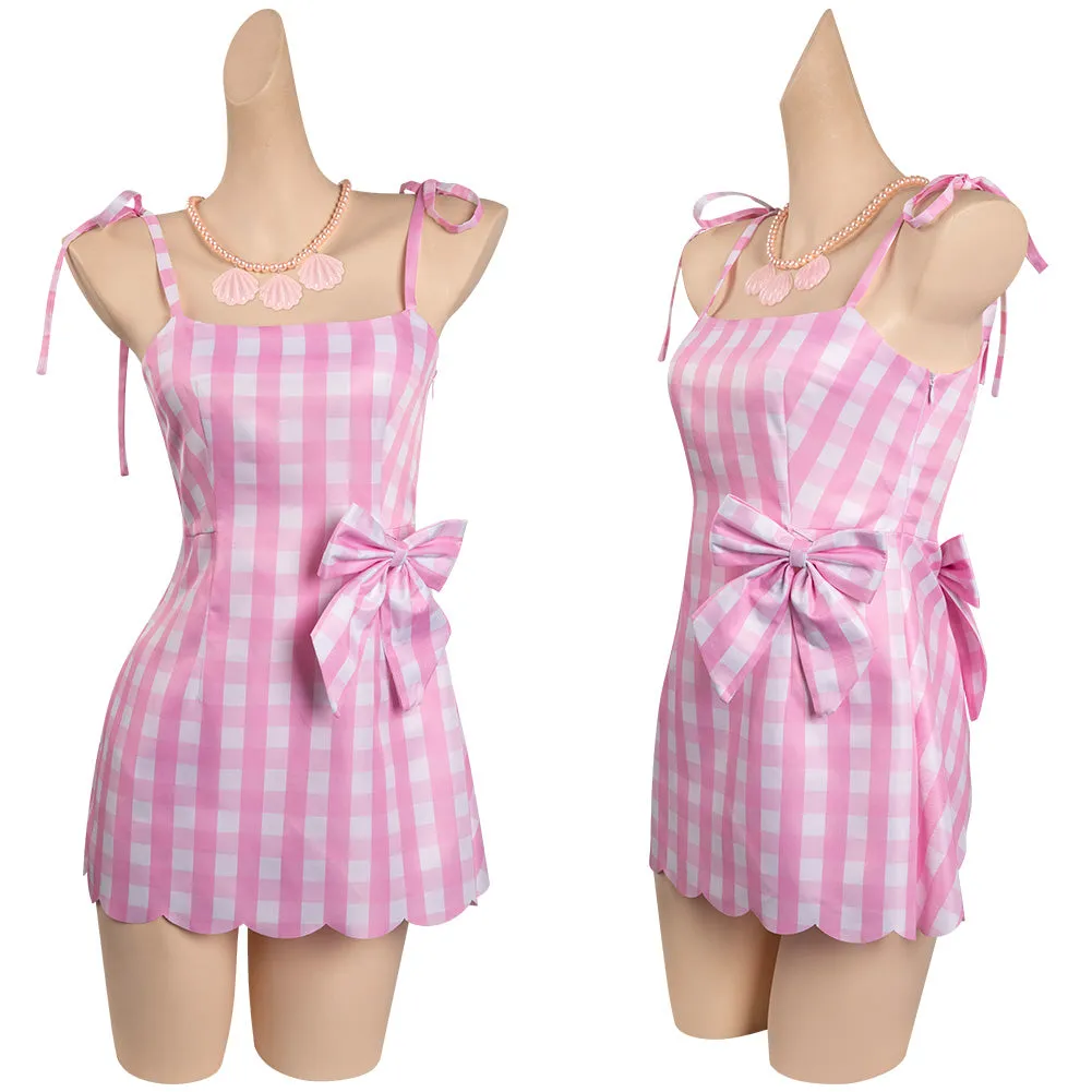 Barbie 2023 Margot Robbie Barbie Pink Dress Cosplay Costume Halloween Carnival Party Suit