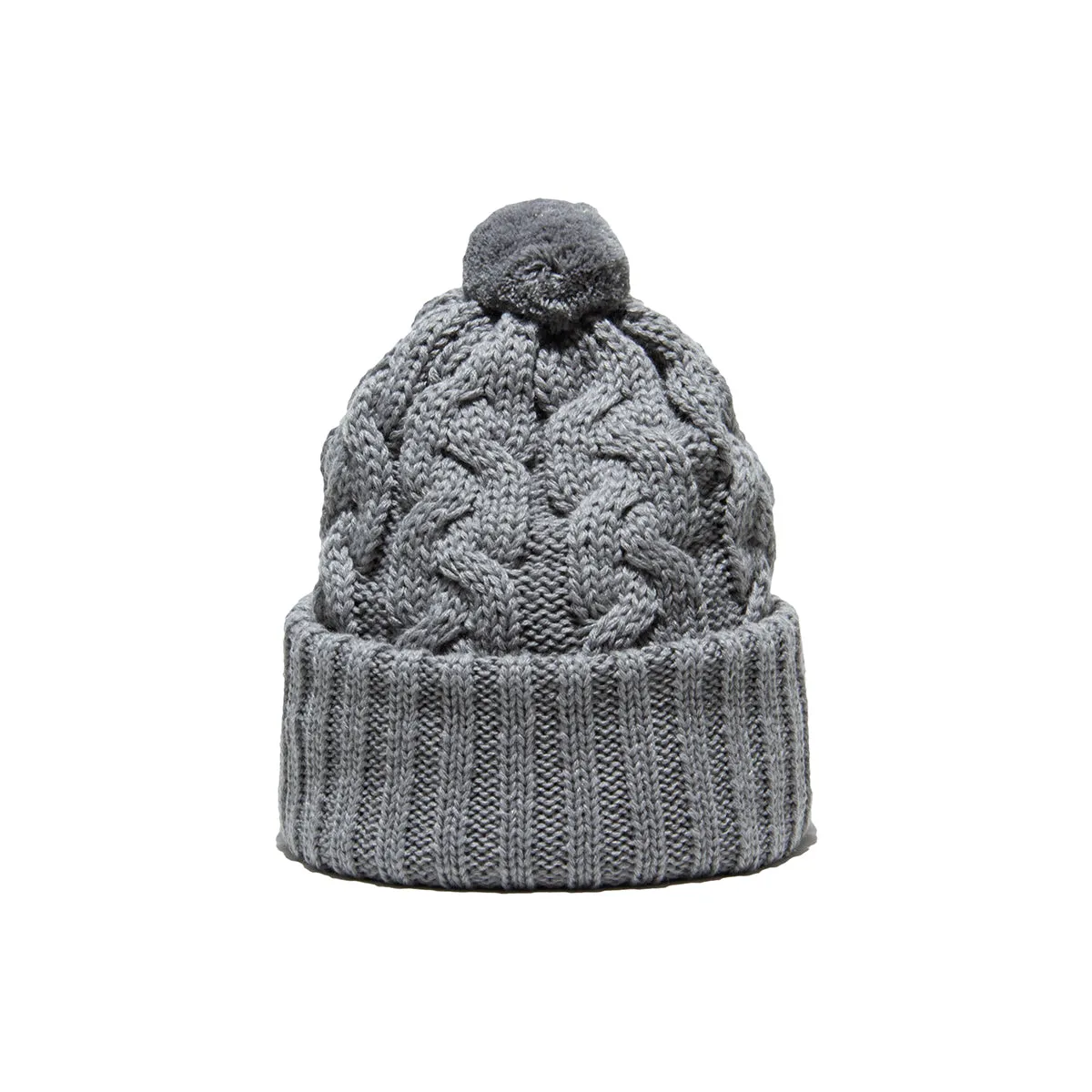 BIG CABLE KNIT CAP - Gray