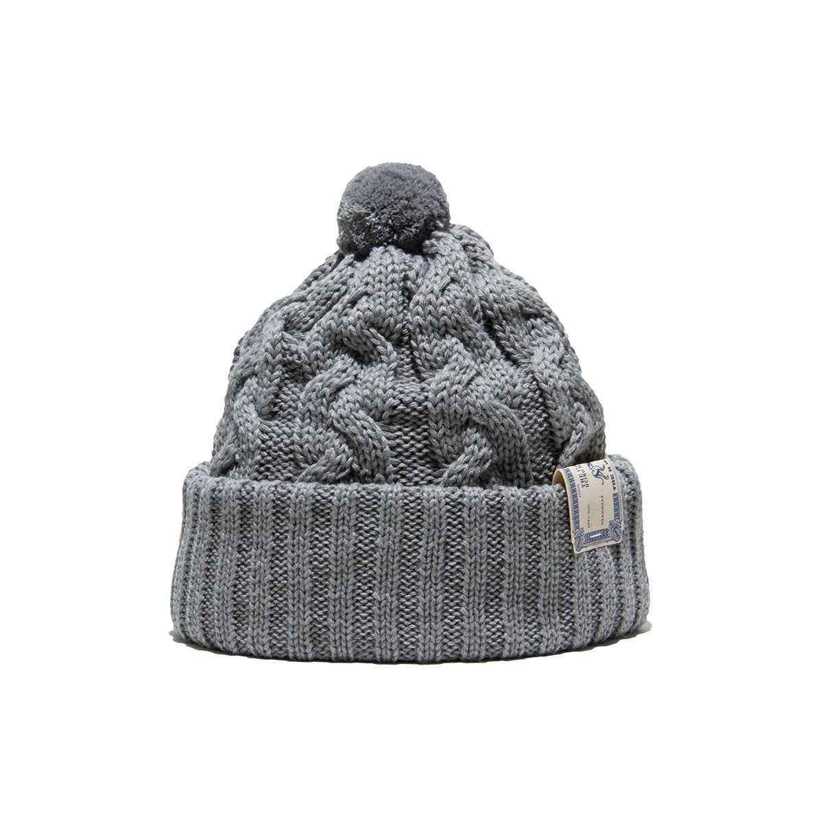 BIG CABLE KNIT CAP - Gray