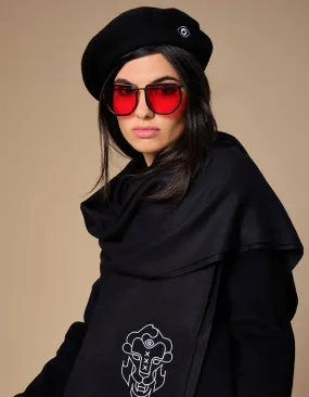 Black Beret With Eye Embroidery
