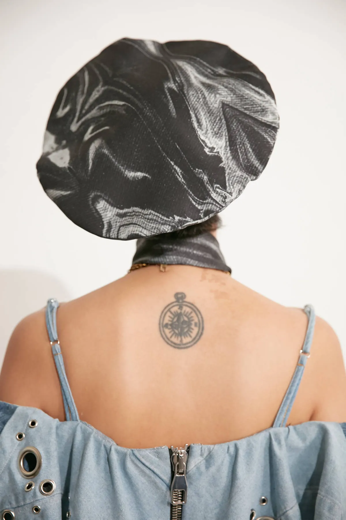 Black Printed Beret
