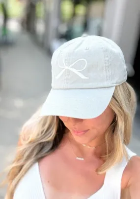 Bow Embroidered Cotton Baseball Cap