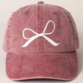 Bow Embroidered Cotton Baseball Cap