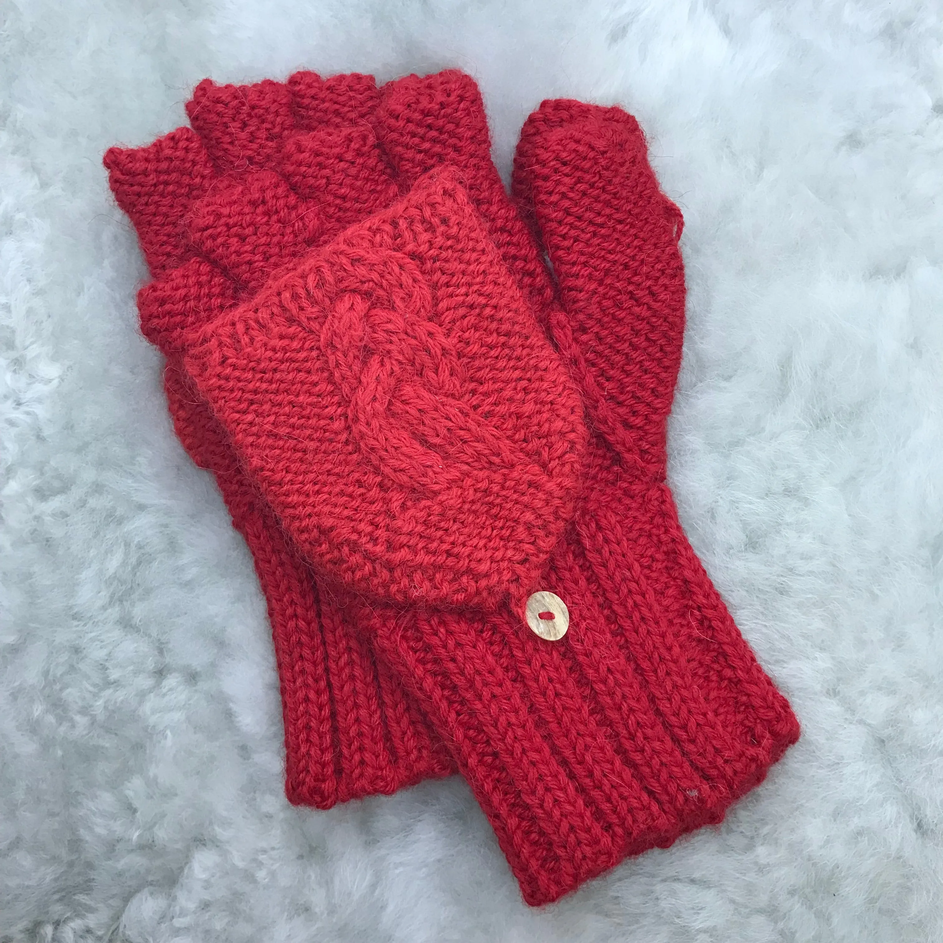 Cable Knit Alpaca Glittens (9 Color Options)