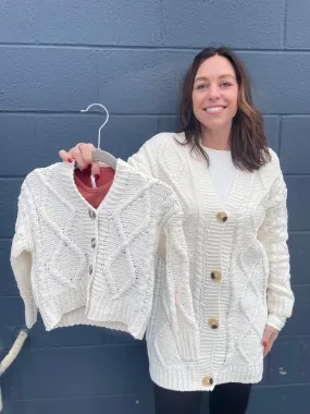 Cable Knit Button Front Cardigan