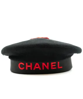Chanel Beret Rose Red And Black ASL4807
