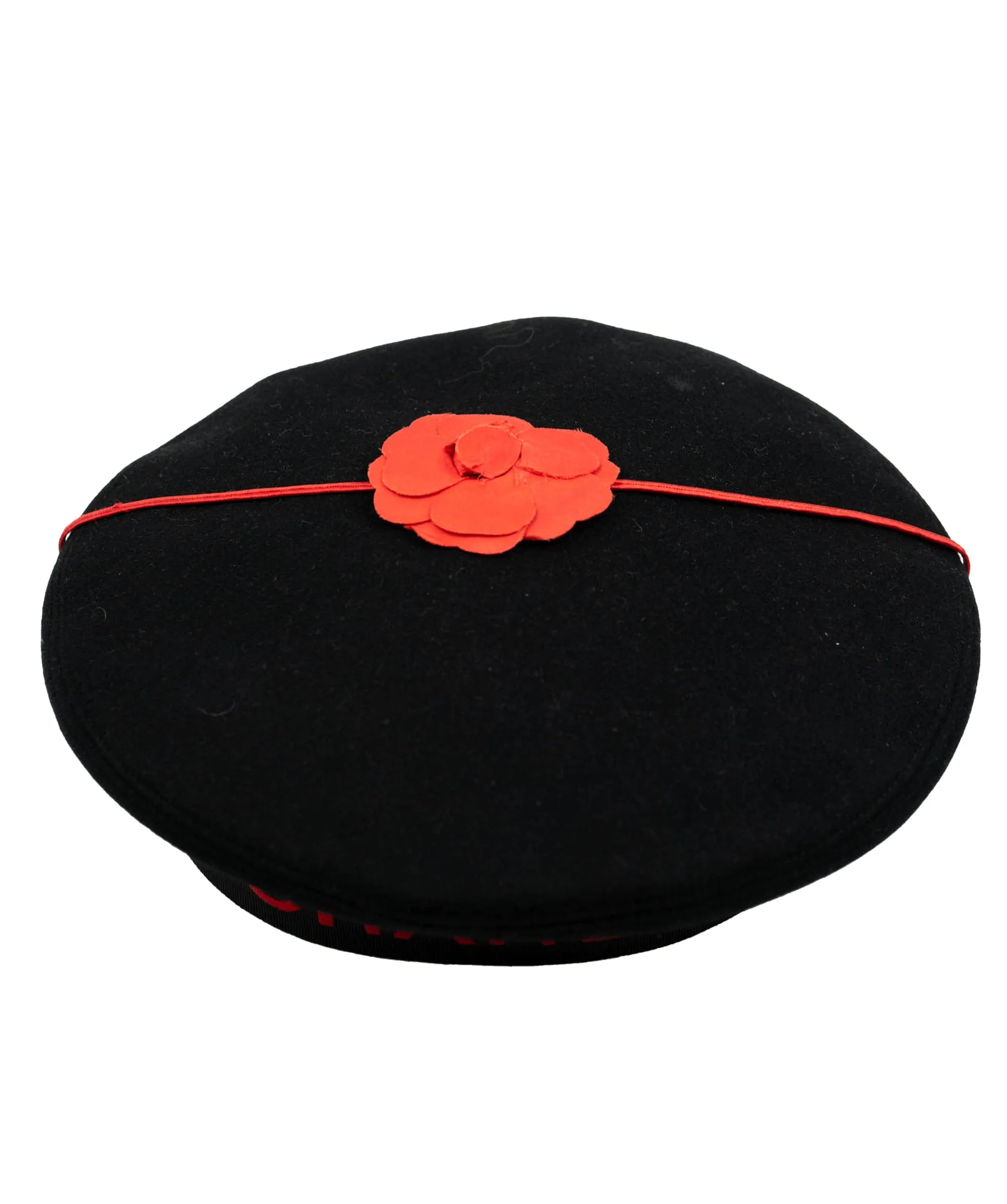 Chanel Beret Rose Red And Black ASL4807