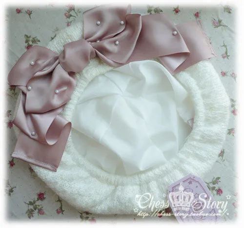 Chess Story~Cutie Ribbon~Sweet Lolita Woolen Twisted Bow Lolita Beret