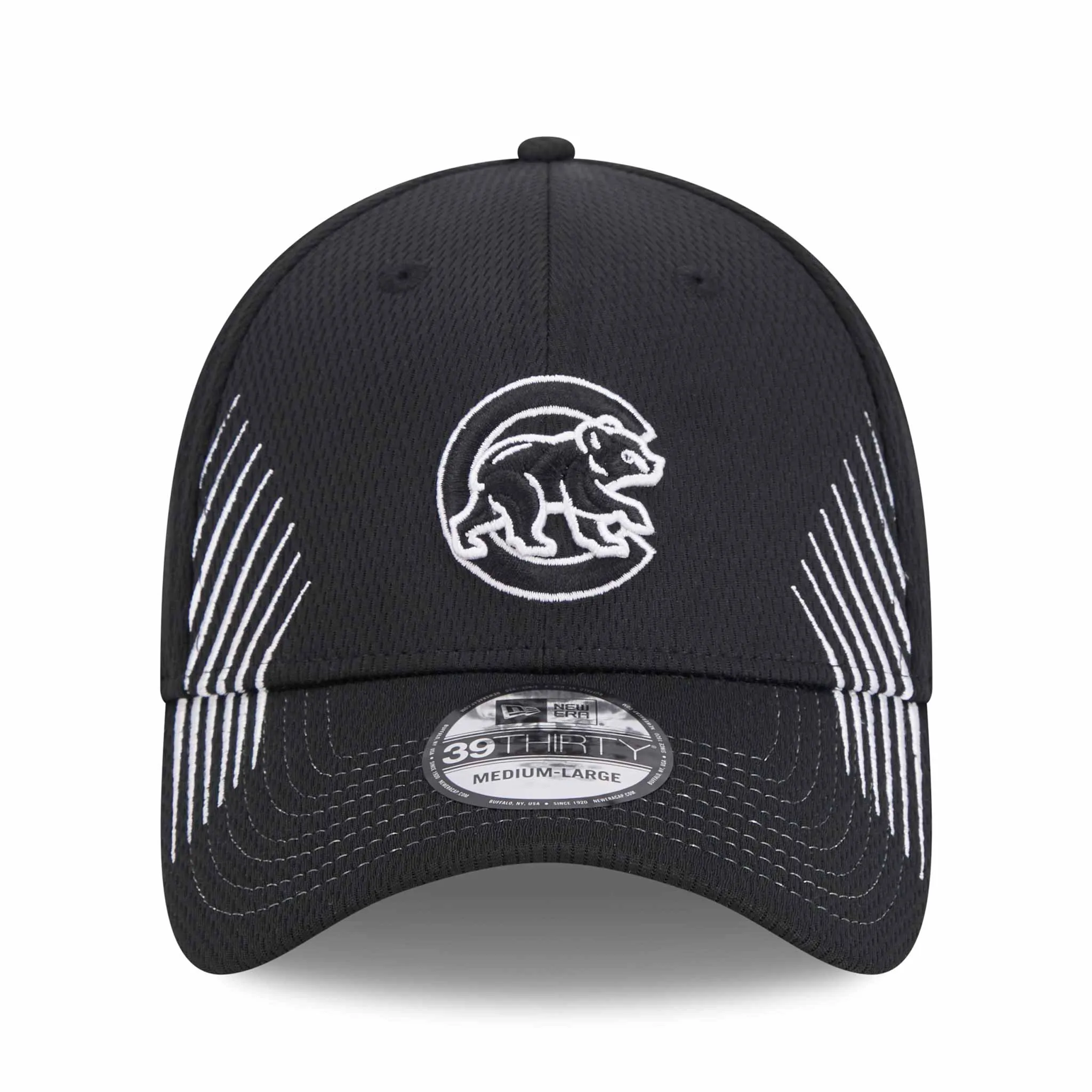 Chicago Cubs 3930 Active Black Walking Bear Stretch Fit Cap
