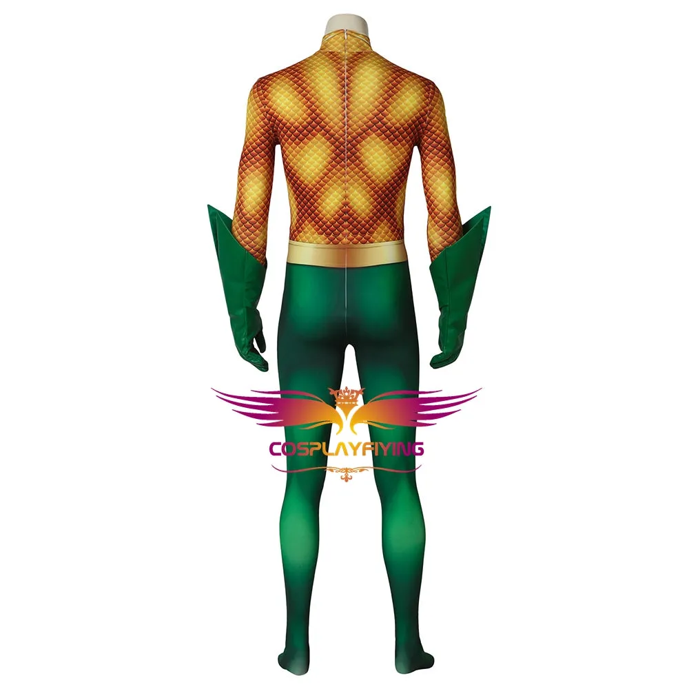 DC Comics Justice League JLA Aquaman Arthur Curry Fancy Jumpsuit Cosplay Costume Full Set for Halloween Carnival