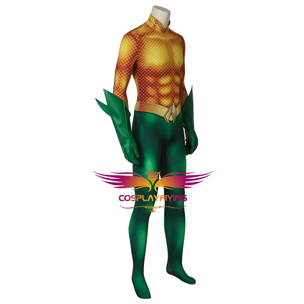 DC Comics Justice League JLA Aquaman Arthur Curry Fancy Jumpsuit Cosplay Costume Full Set for Halloween Carnival