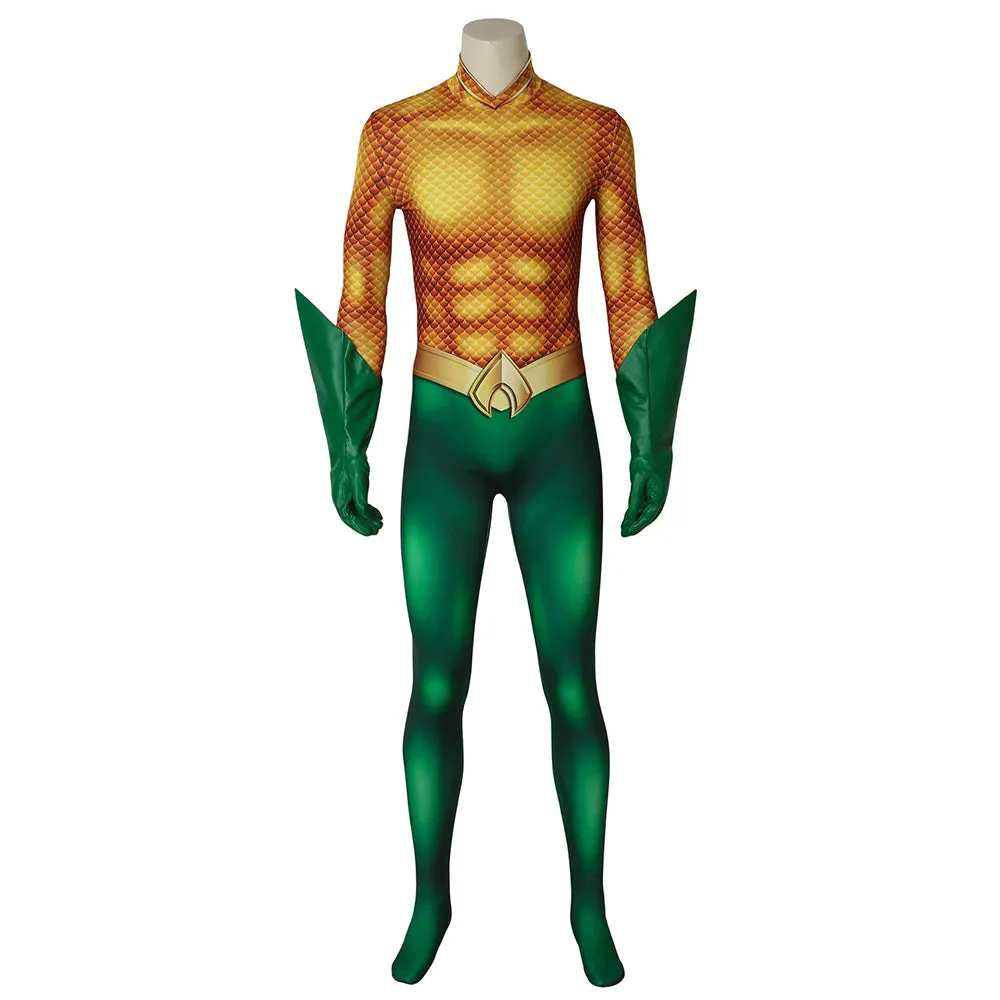 DC Comics Justice League JLA Aquaman Arthur Curry Fancy Jumpsuit Cosplay Costume Full Set for Halloween Carnival