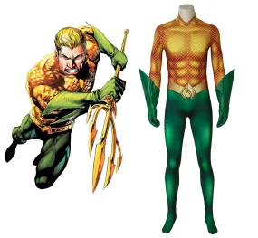 DC Comics Justice League JLA Aquaman Arthur Curry Fancy Jumpsuit Cosplay Costume Full Set for Halloween Carnival
