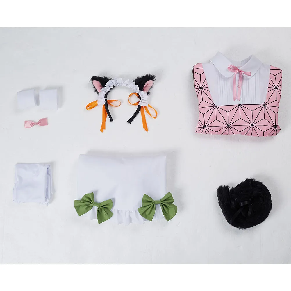 Demon Slayer Kamado Nezuko Halloween Carnival Suit Cosplay Costume Cat Ear Maid Lolita Dress Kimono Outfits Re-creation Design