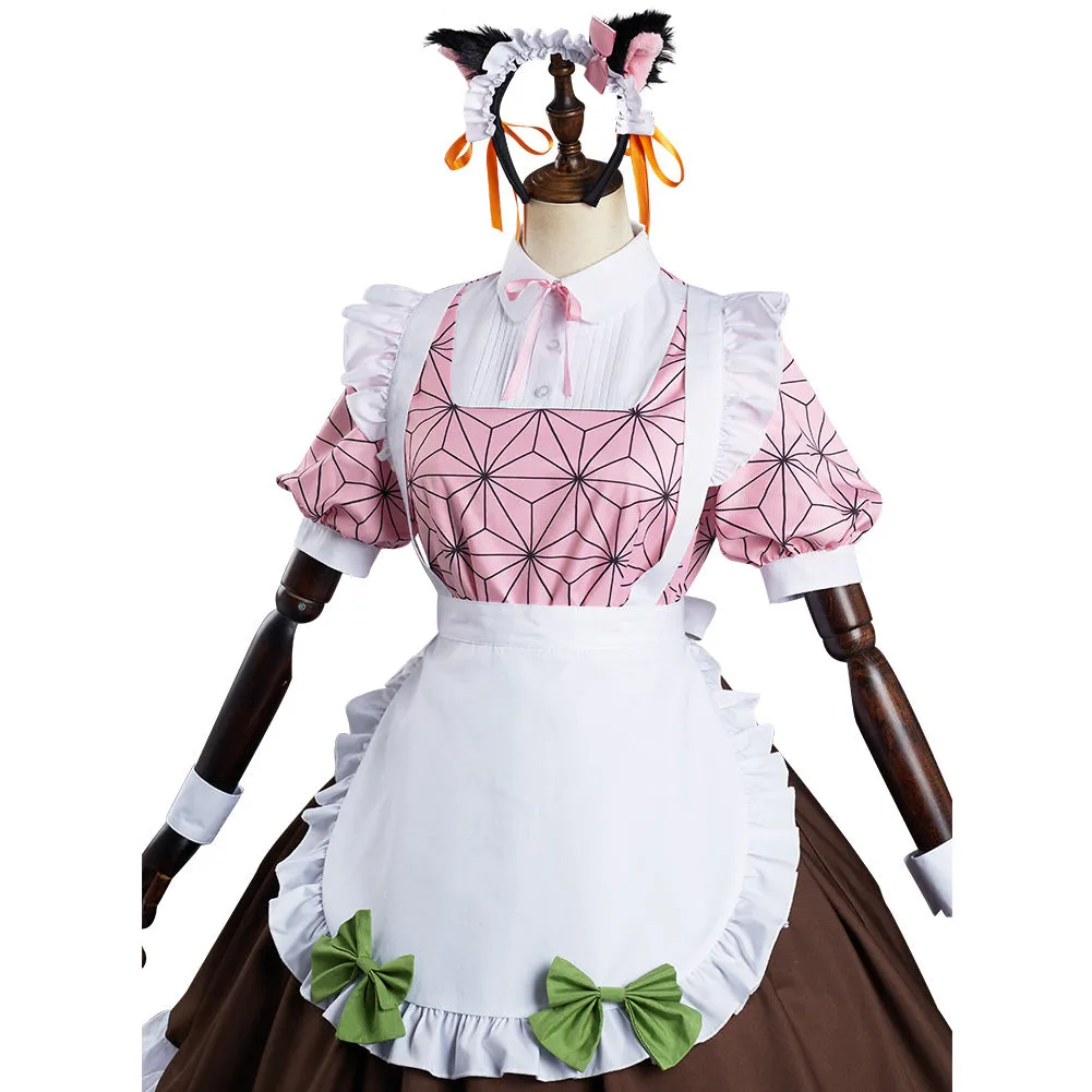 Demon Slayer Kamado Nezuko Halloween Carnival Suit Cosplay Costume Cat Ear Maid Lolita Dress Kimono Outfits Re-creation Design
