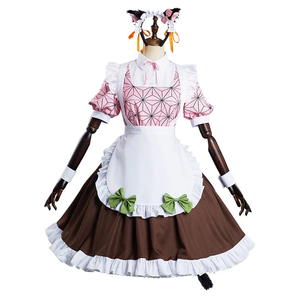 Demon Slayer Kamado Nezuko Halloween Carnival Suit Cosplay Costume Cat Ear Maid Lolita Dress Kimono Outfits Re-creation Design