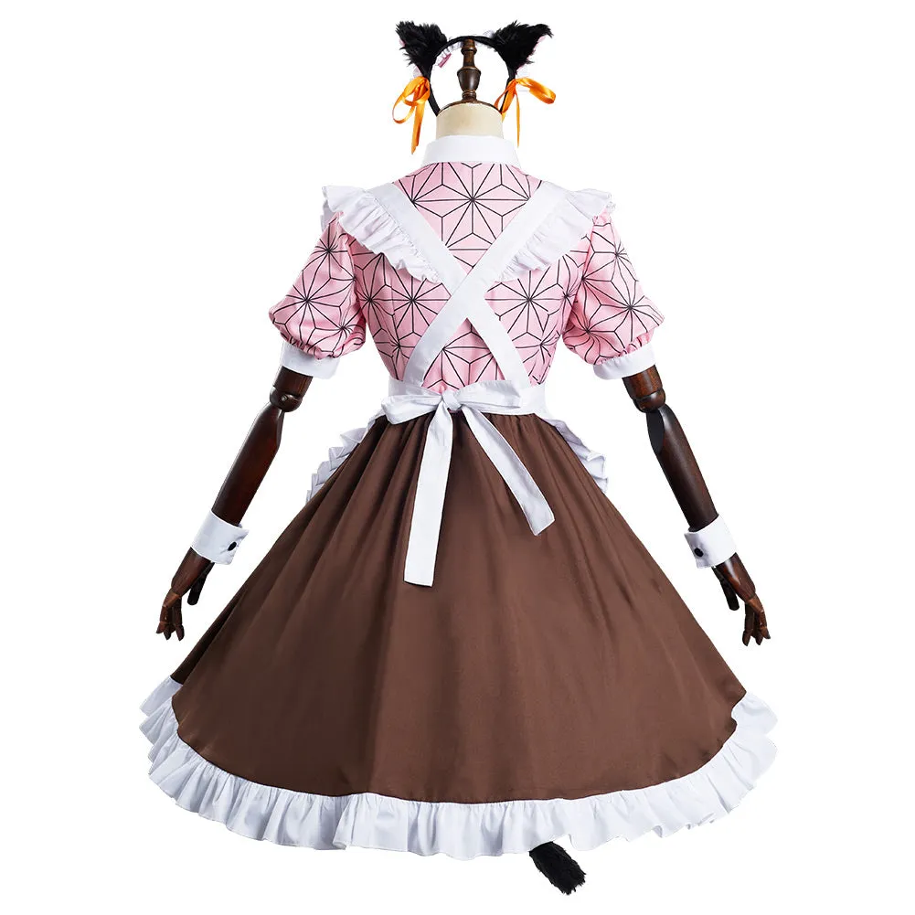 Demon Slayer Kamado Nezuko Halloween Carnival Suit Cosplay Costume Cat Ear Maid Lolita Dress Kimono Outfits Re-creation Design