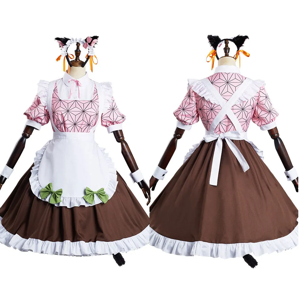 Demon Slayer Kamado Nezuko Halloween Carnival Suit Cosplay Costume Cat Ear Maid Lolita Dress Kimono Outfits Re-creation Design