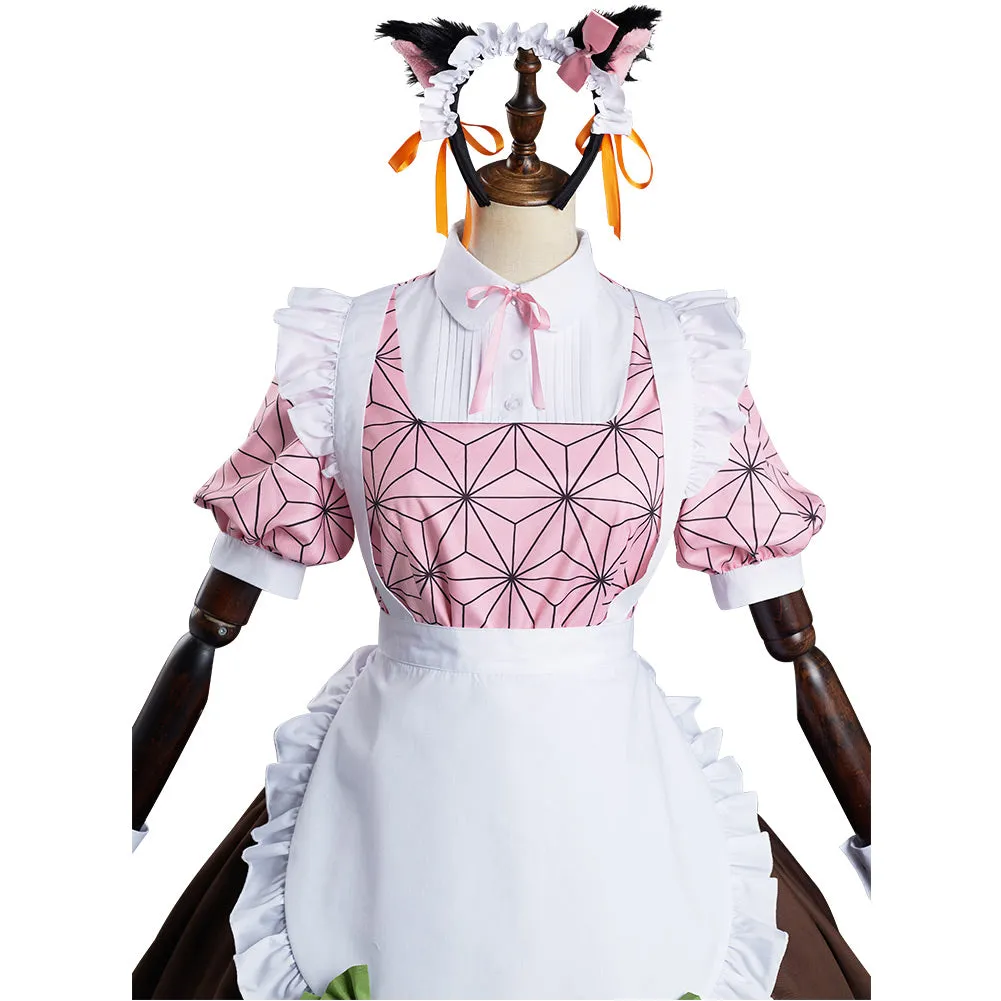 Demon Slayer Kamado Nezuko Halloween Carnival Suit Cosplay Costume Cat Ear Maid Lolita Dress Kimono Outfits Re-creation Design