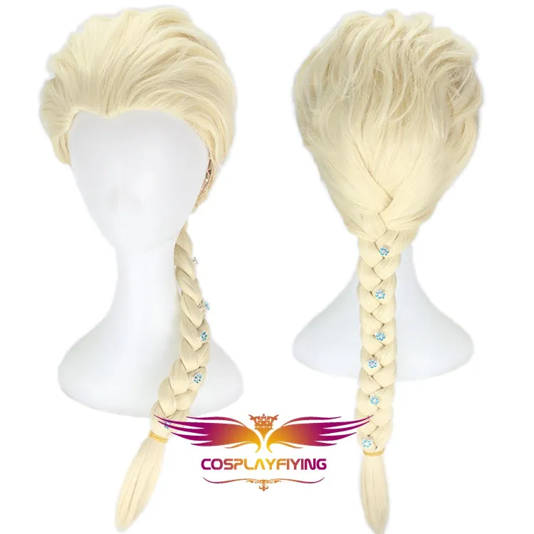 Disney Anime Movie Frozen 2 Elsa Cosplay Wig With Small Snowflake Headdress Cosplay for Adult Women Halloween Carnival