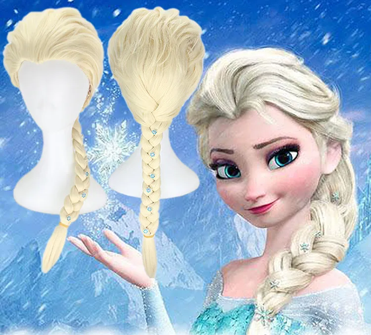Disney Anime Movie Frozen 2 Elsa Cosplay Wig With Small Snowflake Headdress Cosplay for Adult Women Halloween Carnival