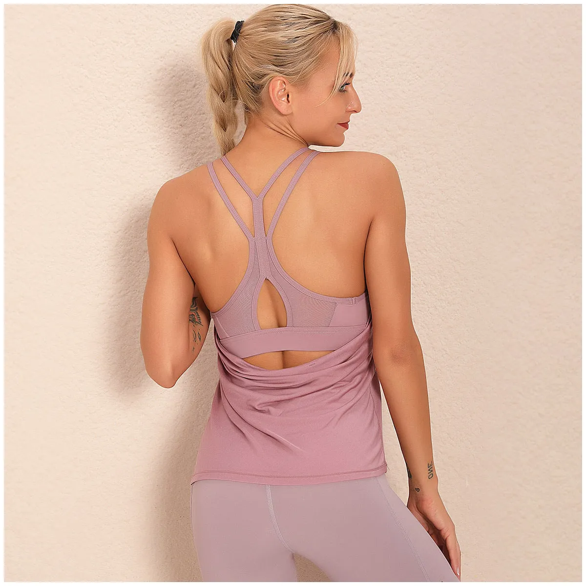 Double sided nylon back Yoga suit women's breathable quick dry running vest
