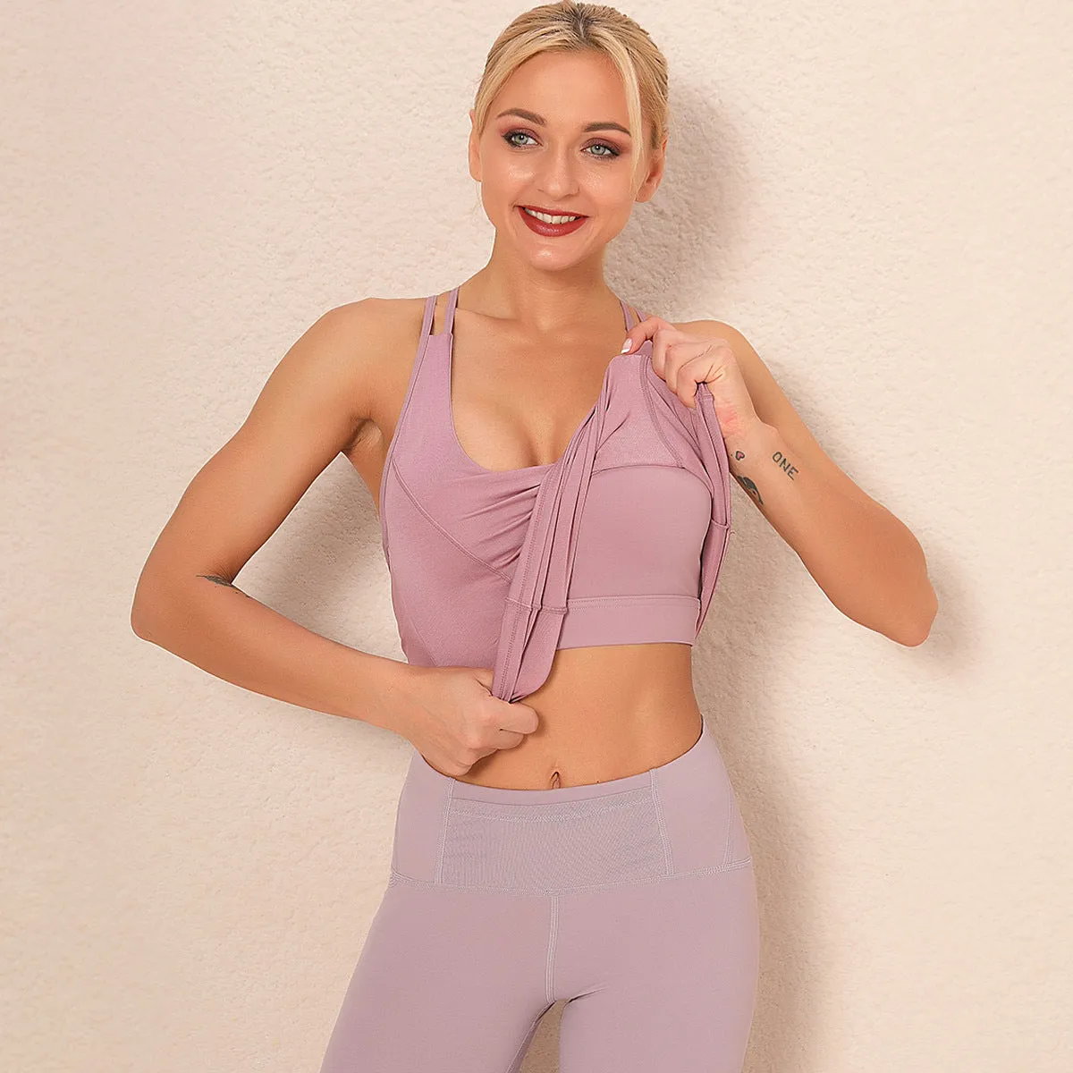 Double sided nylon back Yoga suit women's breathable quick dry running vest