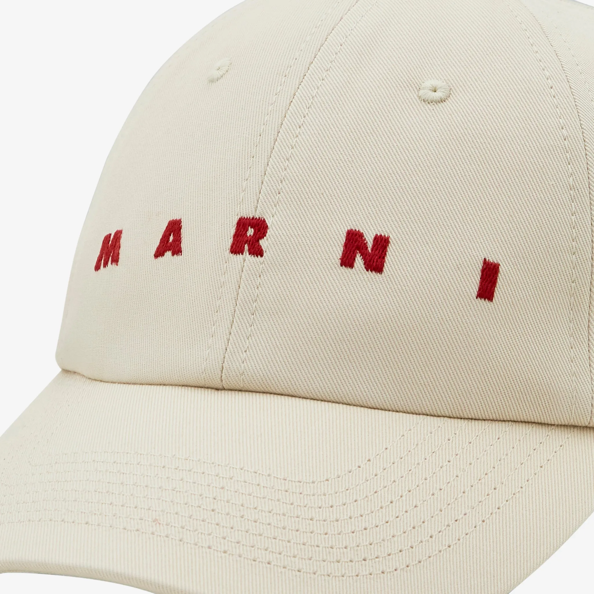 Embroidered Logo Baseball Cap Ivory