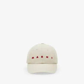 Embroidered Logo Baseball Cap Ivory