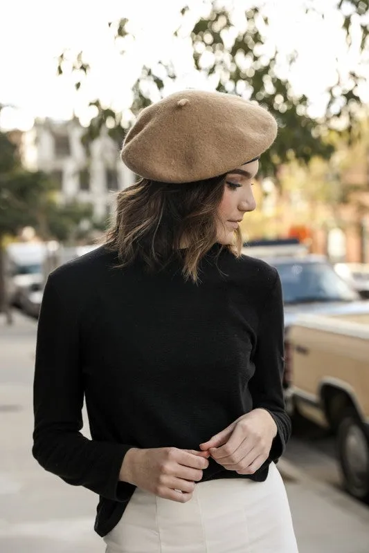FELT BERET - CAMEL