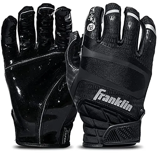 Franklin Sports Hi-Tack Premium Football Receiver Gloves - Black - Youth Large