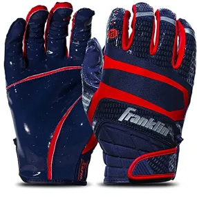 Franklin Sports Hi-Tack Premium Football Receiver Gloves - Navy/Red - Adult X-Large