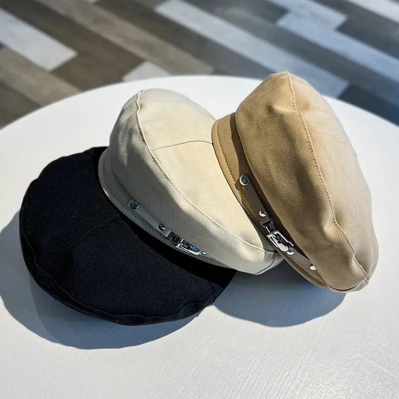 French Silver Buckle Beret