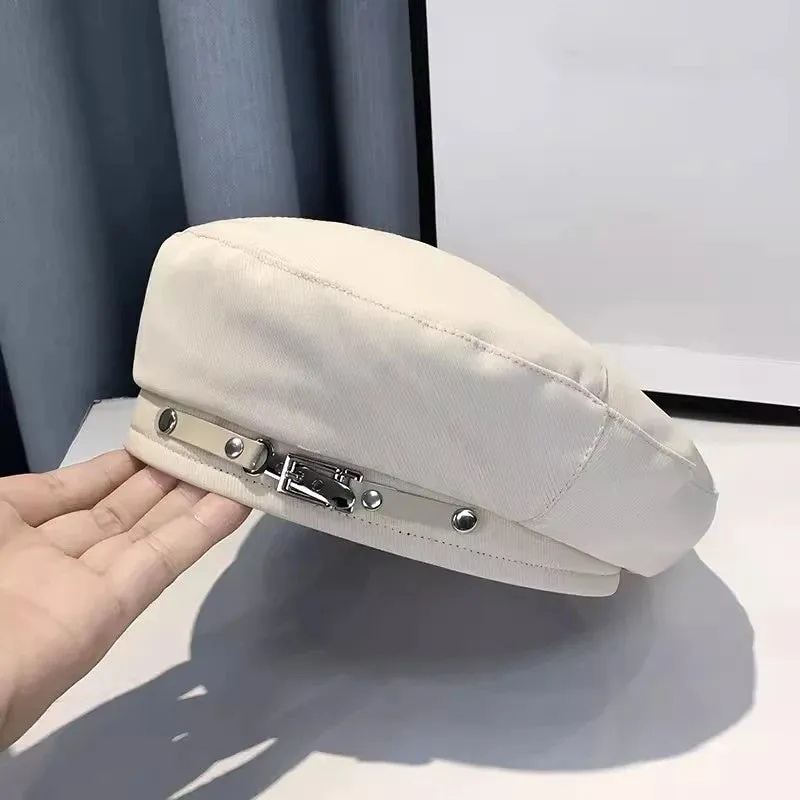 French Silver Buckle Beret