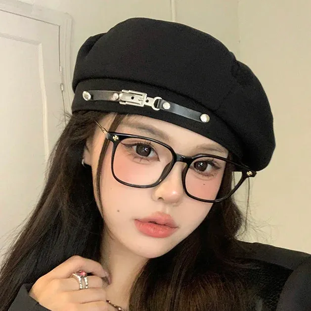 French Silver Buckle Beret