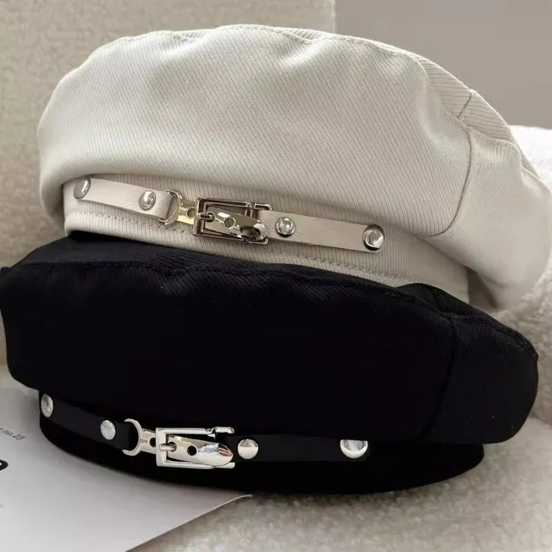 French Silver Buckle Beret