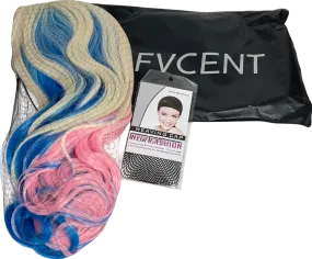 fvcent White 26 Inches Long Loose Curly Mixed Color Women's Cosplay Carnival Wig,harley Quinn One Size