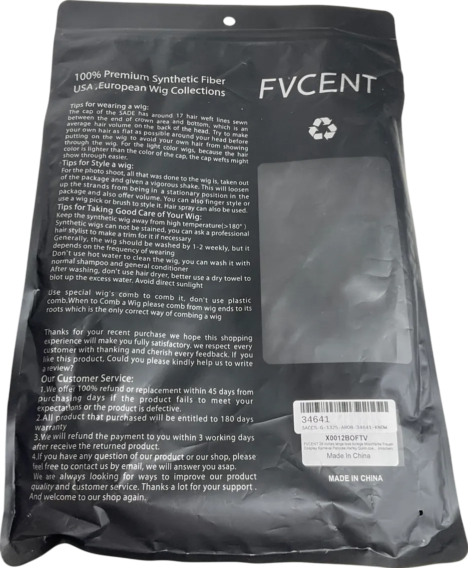 fvcent White 26 Inches Long Loose Curly Mixed Color Women's Cosplay Carnival Wig,harley Quinn One Size